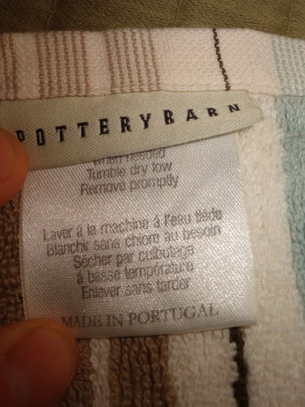2 Sets of Pottery Barn Bath Towels Striped Used Coastal Colors